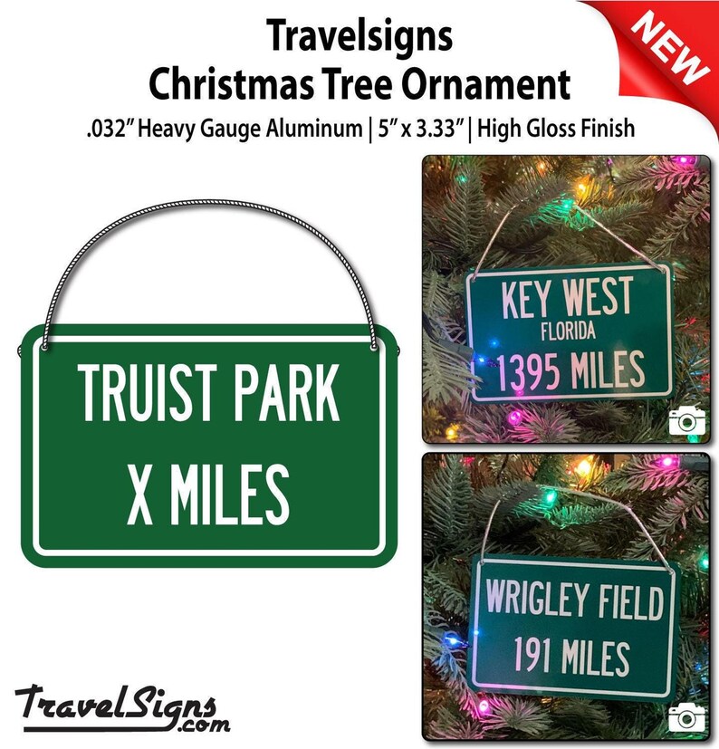 Truist Park Distance Sign: Green Sign with White Letters with Personalized Distance in Miles