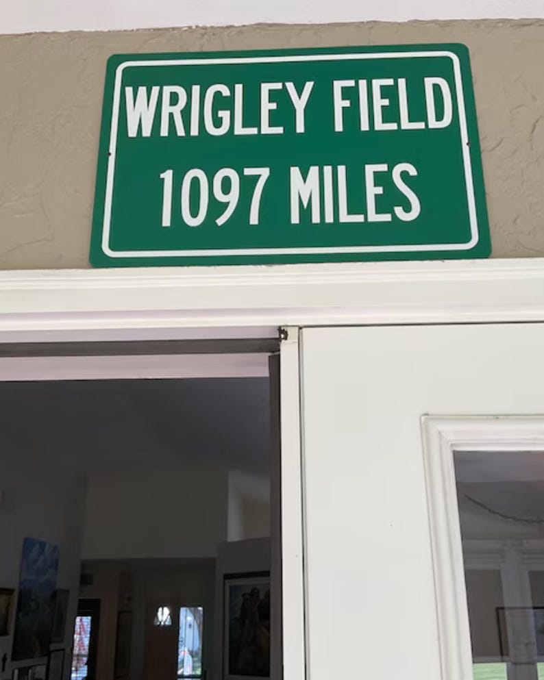 Personalized United Center Distance Sign, Chicago Wall Decor, Custom Mileage Art