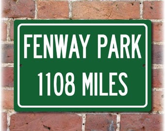 Personalized Fenway Park Distance Sign, Green Monster decor for Boston baseball fans