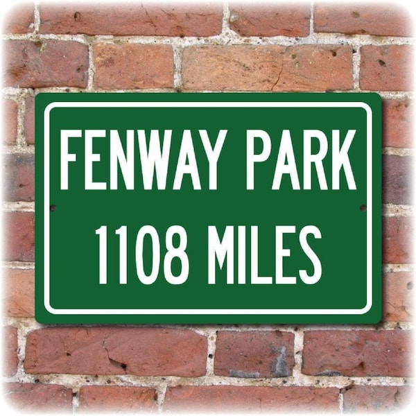 Personalized Fenway Park Distance Sign, Green Monster decor for Boston baseball fans