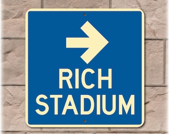 Rich Stadium Sign, Retro Buffalo Football Art, Aluminum Decor