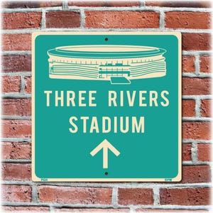 Three Rivers Stadium Sign: Pittsburgh Steelers Retro Metal Wall Art, Football Memorabilia