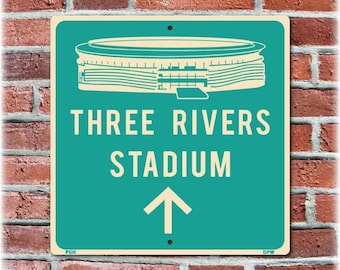 Letrero del estadio Three Rivers: Arte mural metálico retro de los Pittsburgh Steelers, recuerdos de fútbol americano