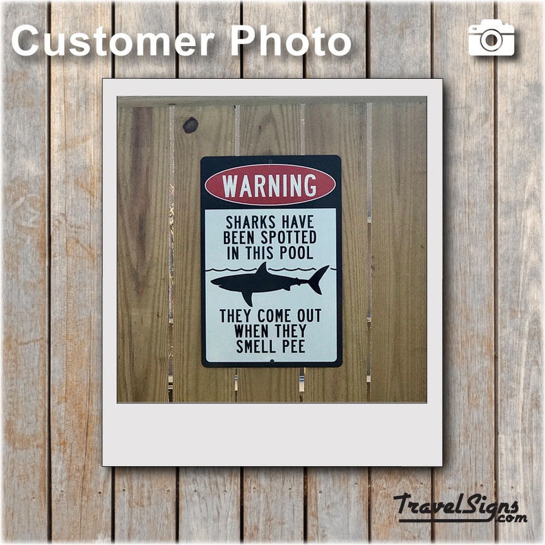 Warning: Sharks Have Been Spotted In This Pool Sign image 7