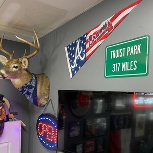 Truist Park, Personalized Highway Distance Sign To: Home of the Atlanta Braves, Souvenir, Suntrust Field, Baseball Stadium
