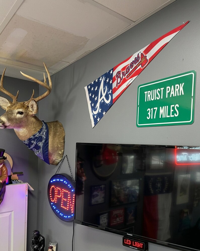 Truist Park, Personalized Highway Distance Sign To: Home of the Atlanta Braves, Souvenir, Suntrust Field, Baseball Stadium