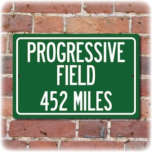 Progressive Field, Personalized Highway Distance Sign To: Home of the Cleveland Guardians, Unique Indians Fan gift, Stadium Memorabilia