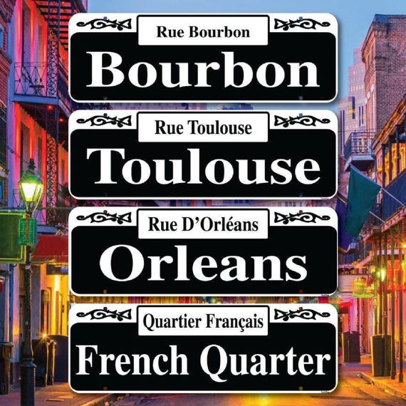 Bourbon Street Sign New Orleans, Metal City Street Replica