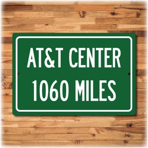 Personalized Highway Distance Sign To: AT&T Center, Home of the San Antonio Spurs