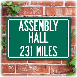 Personalized University Highway Distance Sign - IU Assembly Hall