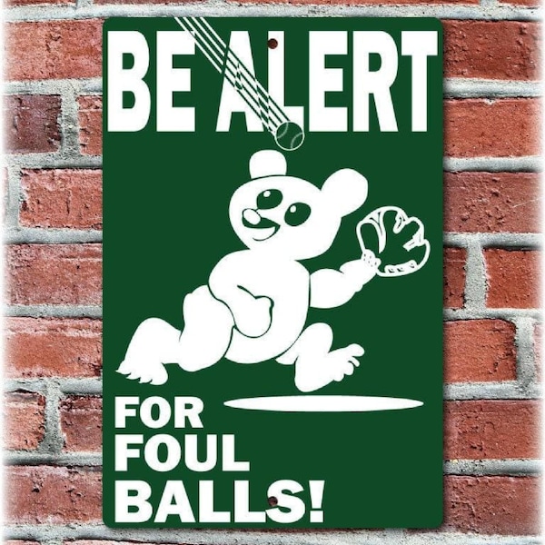 Wrigley Field Foul Ball Sign: Vintage Baseball Decor for Wall - Retro Stadium Art