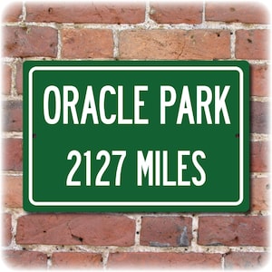 Personalized Highway Distance Sign To: Oracle Park, Home of the San Francisco Giants
