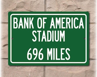 Personalized NFL Stadium Sign, Custom Team Distance for Carolina Fans, Metal Wall Decor