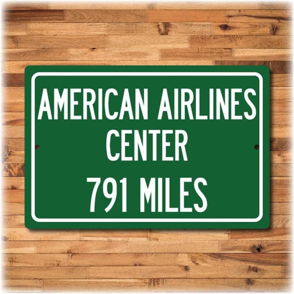 American Airlines Center Personalized Highway Distance Sign, Home of Dallas Mavericks & Stars, NBA NHL Wall Art, Custom Decor, Hockey Gift