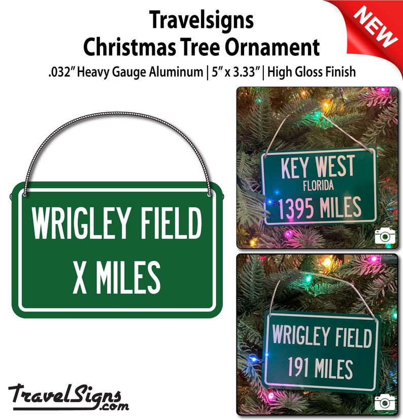 Personalized Highway Distance Sign To: Wrigley Field, Home of the Chicago Cubs image 3