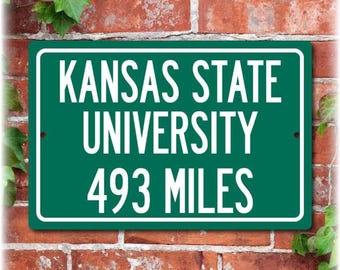 Kansas State Personalized University Highway Distance Sign, Wildcat Keepsake, College Bar Signage, unique Alumni Gift,