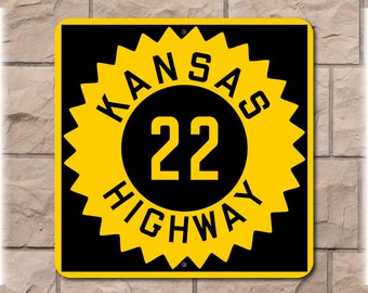 Vintage Kansas Highway Sign (KS-22 Shown)