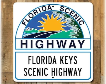 Florida Keys Scenic Highway Sign, Beach Sign, Metal Patio Wall Decor