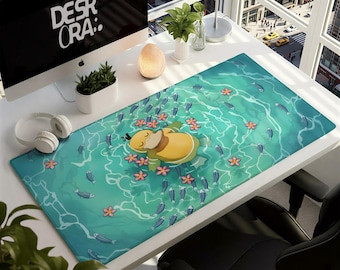 Alfombrilla de escritorio relajante de Psyduck Anime - Acogedora alfombrilla de ratón para juegos de Pokémon - Alfombrilla de ratón gamer kawaii