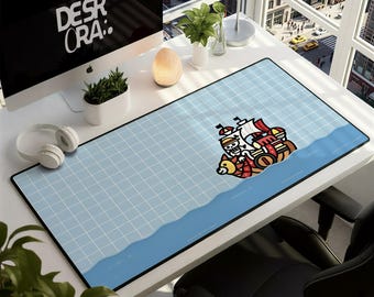Alfombrilla de escritorio de One Piece - Kawaii Thousand Sunny Ship - Alfombrilla de ratón para juegos de Luffy
