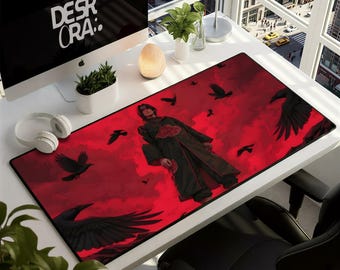 Alfombrilla de escritorio Shinobi Warrior: alfombrilla de ratón para juegos Red Ninja, alfombrilla de ratón para juegos de anime