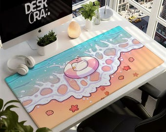 Alfombrilla de ratón con diseño de pato kawaii - Acogedora alfombrilla de ratón para juegos junto al mar - Alfombrilla de ratón para gamers de anime