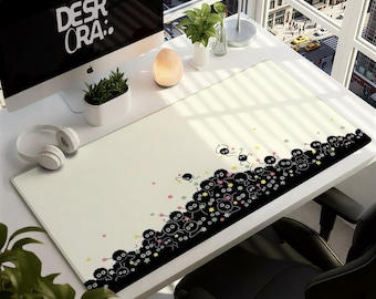 Alfombrilla de escritorio de anime Kawaii Susuwatari - Alfombrilla de ratón para juegos Spirited Away - Alfombrilla de ratón para jugadores