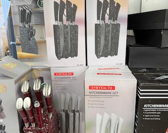 Premium 7 Piece Kitchen Knife Set | Stainless Steel Chef Knives | Modern Knife Holder Set