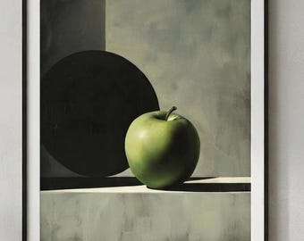 Apple Kitchen Poster | Minimalist Fruit Wall Art | Modern Print | Printable Kitchen Decor  | Digital Download
