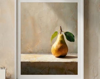 Pear Kitchen Wall Art | Rustic Fruit Poster | Modern Kitchen Decor Print | Digital Download