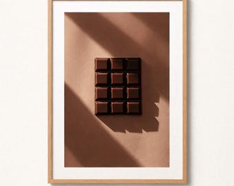 Chocolate Kitchen Wall Art | Dark Cacao Poster | Rustic Food Photography Print | Digital Download