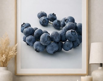 Blueberry Kitchen Poster | Rustic Fruit Wall Art | Farmhouse Kitchen Print | Digital Download