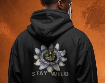 Stay Wild Hoodie, Aesthetic Sun Flower Sweatshirt, Boho Streetwear Pullover, Trendy Oversized Hoodie, Gift for Her, Hippie Style Clothing