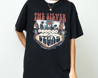 Camiseta de Las Vegas, Camiseta de la Ciudad Plateada, Camiseta gráfica vintage de Las Vegas, Camiseta retro de viaje, Camiseta unisex de la Ciudad de los Casinos, Regalo para un viaje a EE. UU.