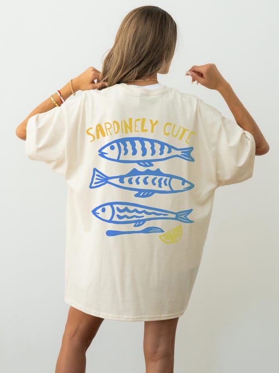 Sardinely Cute T-Shirt, Funny Sardine Shirt, Cute Fish Graphic Tee, Coastal Foodie Shirt, Retro Ocean Lover Tee, Beach Unisex Shirt