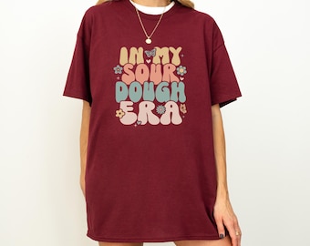 En mi época de masa madre, divertida camiseta roja para hornear, regalo para amantes del pan