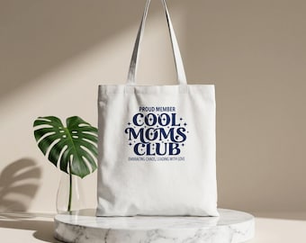Bolsa de mano Cool Moms Club: regalo para el Día de la Madre para mamá. Bolsa de mano con estampado llamativo. Bolsa de compras para uso diario y compras. ¡Socio orgulloso!