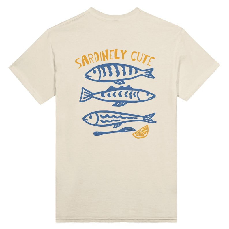 Sardinely Cute T-Shirt, Funny Sardine Shirt, Cute Fish Graphic Tee, Coastal Foodie Shirt, Retro Ocean Lover Tee, Beach Unisex Shirt image 2