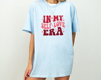 Camiseta "En mi era de amor propio", Camiseta de amor propio, Camiseta linda de San Valentín, Camiseta retro con estampado de corazón, Camiseta rosa de amor, Regalo unisex