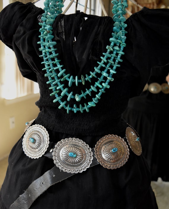 Huge Turquoise Slab Native American Navajo Sterling Silver Heavy Concho Belt Huge Turquoise Slab Native American Navajo Sterling Silver Heavy Concho Belt