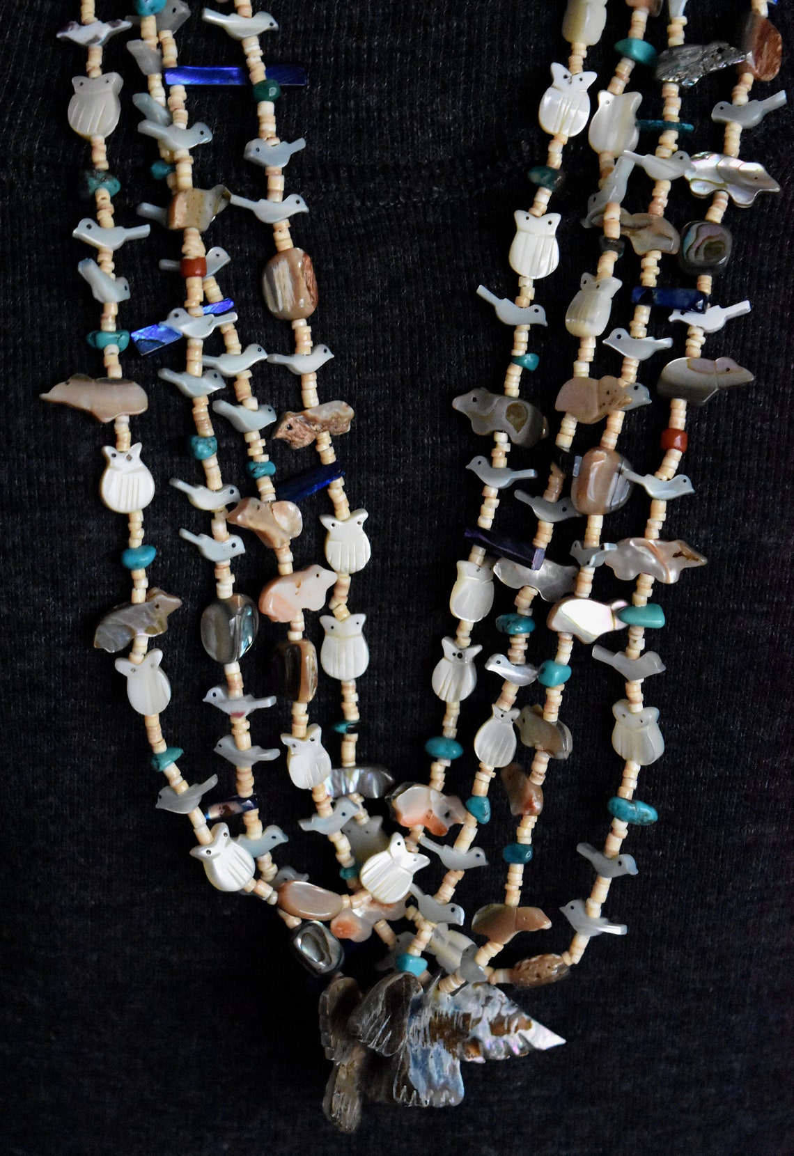Lovely Long Vintage Santo Domingo Pueblo Fetish Necklace by J Etsy