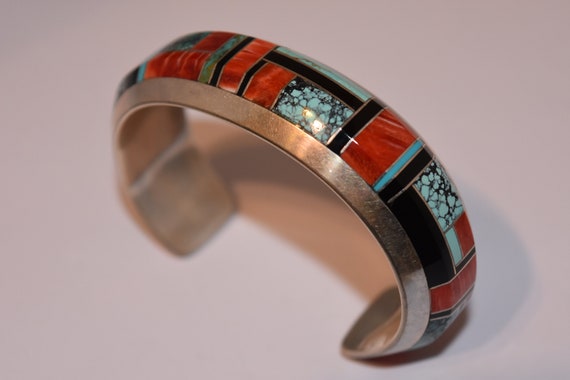 Exquisite Heavy Sterling Vintage Navajo RB IHMSS … - image 4