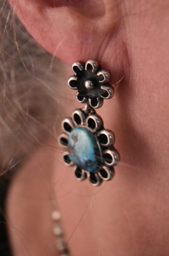 Stunning Vintage Navajo Morenci Turquoise Squash … - image 2