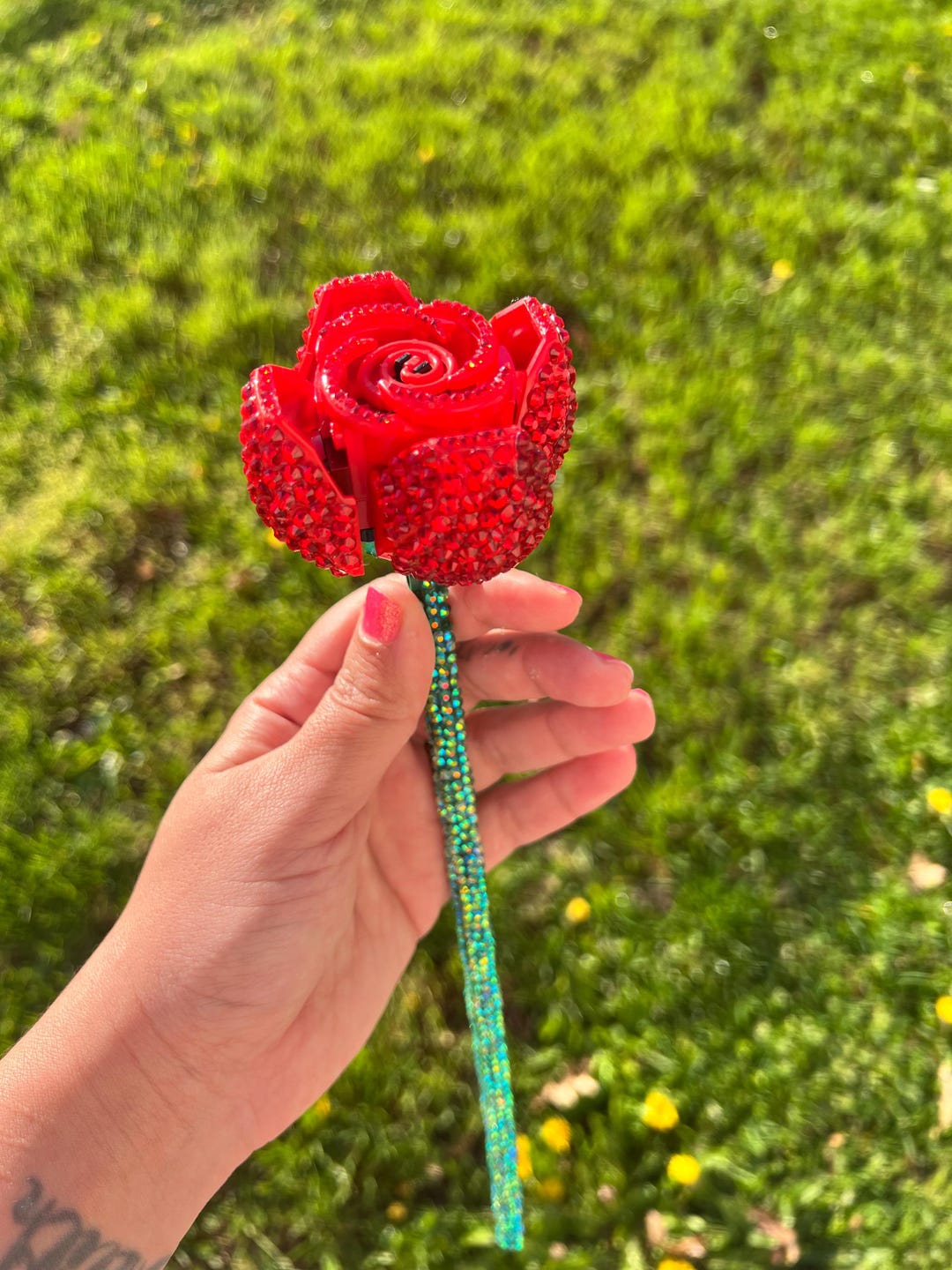 Bedazzled LEGO Rose | Forever Rose Gift | Rhinestone Flower | Luxury ...