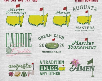 Golf Masters Machine Embroidery Bundle, Set of 10 Golf Clubs Embroidery Designs, Golf Ball Digital Embroidery Pattern, 5 SIZES