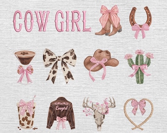 Set 11 Cowgirl Embroidery Designs, Western Girly Embroidery File Set, Cowboy Embroidery Pattern, Rodeo Country Style Embroidery, 5 sizes