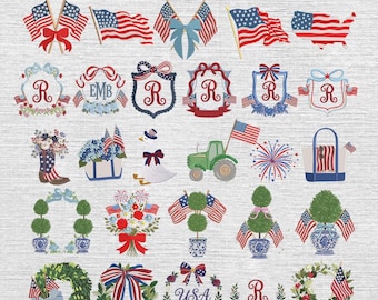 Set 27 Coquette Usa Embroidery Designs, America Flag Frame Embroidery Files, Patriotic USA 250th Pattern, USA Coquette Bow File, 5 sizes