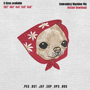 Coquette Chihuahua Embroidery Design, Cute Chihuahua Dog Embroidery File, Chihuahua Pet Dog Lover, Toy Chihuahua Dog Chihuahua Mom, 5 Sizes