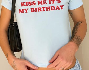 Birthday Baby Tee, Y2k Party Graphic Crop Top, Retro Women's Shirt