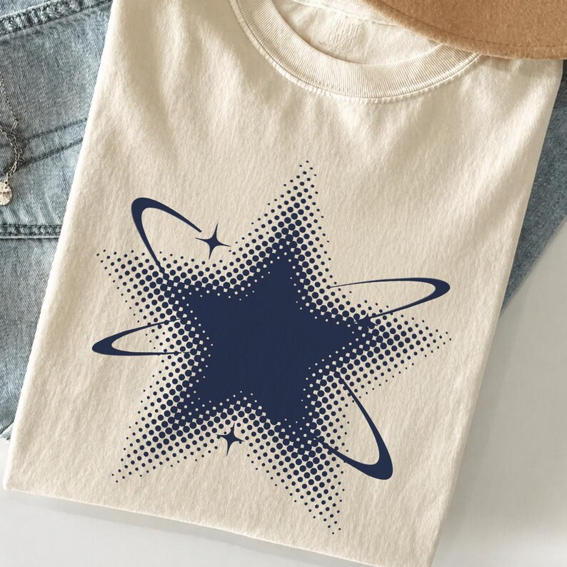Y2K Star Graphic Baby Tee, Retro Cosmic Indie Grunge Top image 5